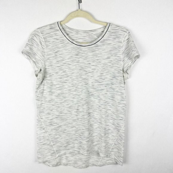lululemon athletica Tops - Lululemon Another Mile Short Sleeve Shirt Size 6 Tiger Space Dye Black White